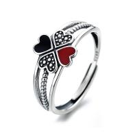 925 Sterling Silver Finger Rings, Adjustable & for woman & enamel, silver color, Sold By PC