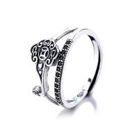 925 Sterling Silver Finger Rings Adjustable & micro pave cubic zirconia & for woman silver color Sold By PC