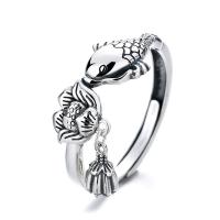 925 sidabro Atidaryti Finger Ring, poliruotas, Reguliuojamas & moters, sidabras, Pardavė PC