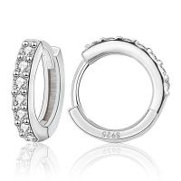 925 Sterling Silver Huggie Hoop Earring micro pave cubic zirconia & for woman silver color Sold By Pair