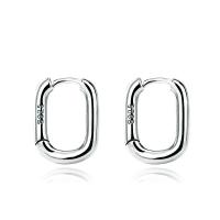 925 Sterling Silver Huggie Hoop Earring, platinum color plated, for woman, 11x14mm, Sold By Pair