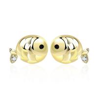 925 Sterling Silver Stud Earrings Fish plated micro pave cubic zirconia & for woman Sold By Pair