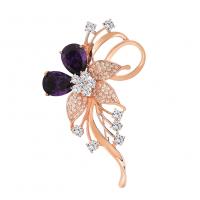 Cubic Zirconia Brooch Brass rose gold color plated micro pave cubic zirconia & for woman nickel lead & cadmium free Sold By PC