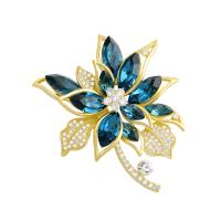 Crystal Brooch Brass with Crystal gold color plated micro pave cubic zirconia & for woman nickel lead & cadmium free Sold By PC
