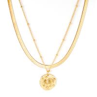 Stainless Steel Jewelry Necklace gold color plated Double Layer & for woman Length Approx 15.75 Inch Sold By PC