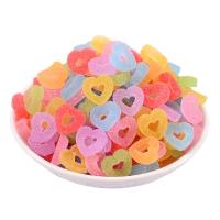 Mobile Phone DIY Decoration, Resin, Heart, stoving varnish, hollow, more colors for choice, 13x12mm, Approx 100PCs/Bag, Sold By Bag