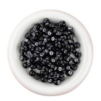 Acryl Schmuck Perlen, Nummer 8, Drucken, DIY, schwarz, 12mm, Bohrung:ca. 3.5mm, 100PCs/Tasche, verkauft von Tasche