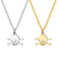 Stainless Steel Jewelry Necklace, Skull, plated, fashion jewelry, more colors for choice, 14x17mm, Length:21.65 Inch, Sold By PC