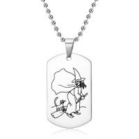 Stainless Steel Jewelry Necklace, silver color plated, different styles for choice & enamel, silver color, 24x47mm, Length:23.62 Inch, Sold By PC