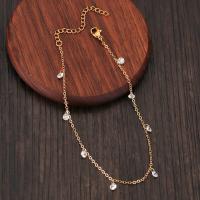 Brass Anklet, with Crystal, with 1.97 extender chain, gold color plated, fashion jewelry & for woman, more colors for choice, nickel, lead & cadmium free, Length:9.06 Inch, Sold By PC
