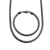 Nehrđajućeg čelika Nakit narukvice, 304 nehrđajućeg čelika, Galvanska oplata, različitih stilova za izbor & za čovjeka, crn, 5mm, Dužina 8.66 inčni, Prodano By PC