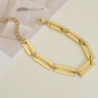 Stainless Steel Jewelry Bracelet 304 Stainless Steel with 1.97 extender chain Galvanic plating & for woman golden Length 6.69 Inch Sold By PC