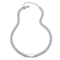 Stainless Steel Jewelry Necklace 304 Stainless Steel with 1.97 extender chain Galvanic plating fashion jewelry & Unisex silver color 15mm Length 14.17 Inch Sold By PC