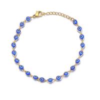 Evil Eye Jewelry Bracelet, Resin, with 304 Stainless Steel, with 1.18 extender chain, Galvanic plating, for woman & enamel, more colors for choice, Length:7.48 Inch, Sold By PC
