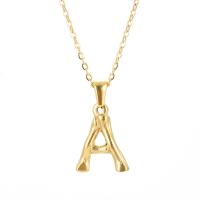 Stainless Steel Jewelry Necklace, 304 Stainless Steel, Alphabet Letter, Galvanic plating, different styles for choice, golden, 15x18mm, Length:17.72 Inch, Sold By PC