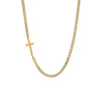 Titanium Steel Necklace with 1.97 extender chain Cross plated fashion jewelry 25mm Length 14.96 Inch Sold By PC