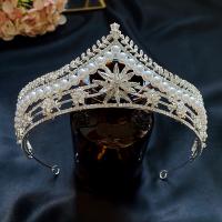 Bridal Tiaras, Tibetan Style, with Plastic Pearl, silver color plated, with rhinestone, nickel, lead & cadmium free, 150mm, Sold By PC