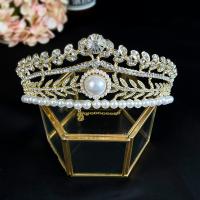 Bridal Tiaras Zinc Alloy with Plastic Pearl plated with rhinestone nickel lead & cadmium free 140mm Sold By PC