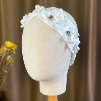 Diadema, paño, con Perlas plásticas, hecho a mano, para novia, Blanco, 1100mm, Vendido por UD