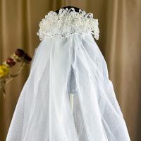 Cloth Wedding Veil, with Plastic Pearl, handmade, for bridal, white, 900mm, Sold By PC