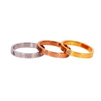 Titanium Steel Finger Ring plated & with letter pattern & for woman & with rhinestone US Ring Sold By PC