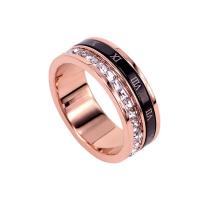 Titantium Steel finger ring, Titan Stål, plated, olika storlek för val & för kvinna & med strass, Storlek:5-12, Säljs av PC
