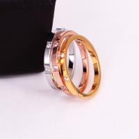 Titanium Steel Finger Ring plated & for woman & with rhinestone US Ring Sold By PC