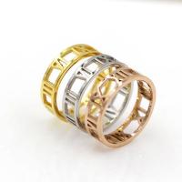 Titantium Steel finger ring, Titan Stål, plated, med romerska nummer & olika storlek för val & för kvinna & ihålig, fler färger för val, 5.80mm, Hål:Ca 2mm, Storlek:5-10, Säljs av PC