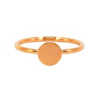 Ring Finger Titantium stali, Płaskie koło, Platerowane w kolorze złota, różnej wielkości do wyboru & z listu wzór & dla kobiety, otwór:około 2mm, rozmiar:4-9, sprzedane przez PC