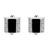 Cufflinks, Tibetan Style, platinum color plated, for man & enamel & with rhinestone, 18x18mm, Sold By Pair