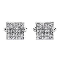 Cufflinks, Tibetan Style, platinum color plated, for man & with rhinestone, 18x18mm, Sold By Pair