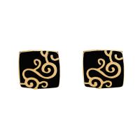 Cufflinks, Tibetan Style, gold color plated, for man & enamel, 18x18mm, Sold By Pair