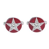 Cufflinks, Tibetan Style, platinum color plated, for man & enamel & with rhinestone, red, 20x20mm, Sold By Pair