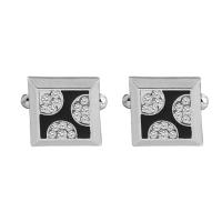 Cufflinks, Tibetan Style, platinum color plated, for man & enamel & with rhinestone, 18x18mm, Sold By Pair