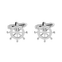 Cufflinks, Tibetan Style, Anchor, platinum color plated, for man & hollow, 18x18mm, Sold By Pair