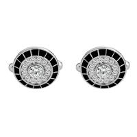 Cufflinks, Tibetan Style, platinum color plated, for man & enamel & with rhinestone, 20x20mm, Sold By Pair