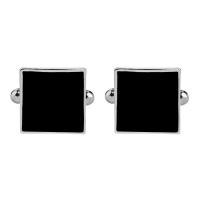 Cufflinks Zinc Alloy platinum color plated for man & enamel black Sold By Pair