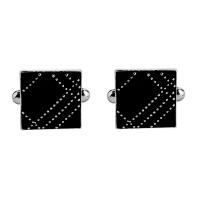 Cufflinks Zinc Alloy platinum color plated for man & enamel black Sold By Pair