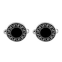 Cufflinks, Tibetan Style, platinum color plated, for man & enamel, black, 20x20mm, Sold By Pair