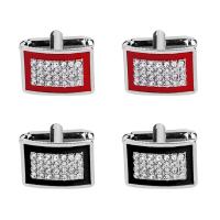 Cufflinks, Tibetan Style, platinum color plated, for man & enamel & with rhinestone, more colors for choice, 20x13mm, Sold By Pair