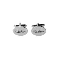 Cufflinks Zinc Alloy platinum color plated with letter pattern & for man Sold By Pair