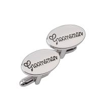 Cufflinks, Tibetan Style, platinum color plated, with letter pattern & for man, 20x14mm, Sold By Pair