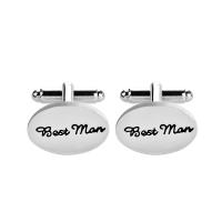 Cufflinks, Tibetan Style, platinum color plated, with letter pattern & for man, 20x13mm, Sold By Pair