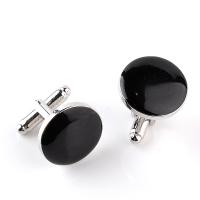Cufflinks, Tibetan Style, platinum color plated, for man & enamel, more colors for choice, 18x18mm, Sold By Pair