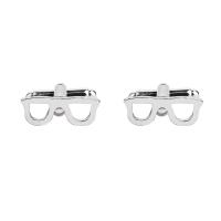 Cufflinks, Tibetan Style, Glasses, platinum color plated, for man & hollow, 7x19mm, Sold By Pair