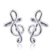 Tibetan Style Cufflinks, Music Note, platinum color plated, for man, 18x30mm, Sold By Pair
