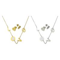 Fashion Stainless Steel Jewelry Sets Stud Earring & necklace with Shell plated for woman Length Approx 18 Inch Sold By Set