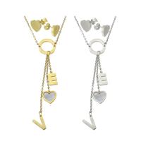 Fashion Stainless Steel Jewelry Sets Stud Earring & necklace with Shell plated for woman Length Approx 17 Inch Sold By Set