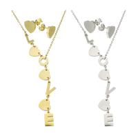 Fashion Stainless Steel Jewelry Sets Stud Earring & necklace plated for woman Length Approx 18 Inch Sold By Set