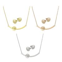 Fashion Stainless Steel Jewelry Sets Stud Earring & necklace Lucky Tree plated for woman & hollow 21*15mm 1mm 12*12mm Length Approx 19.5 Inch Sold By Set